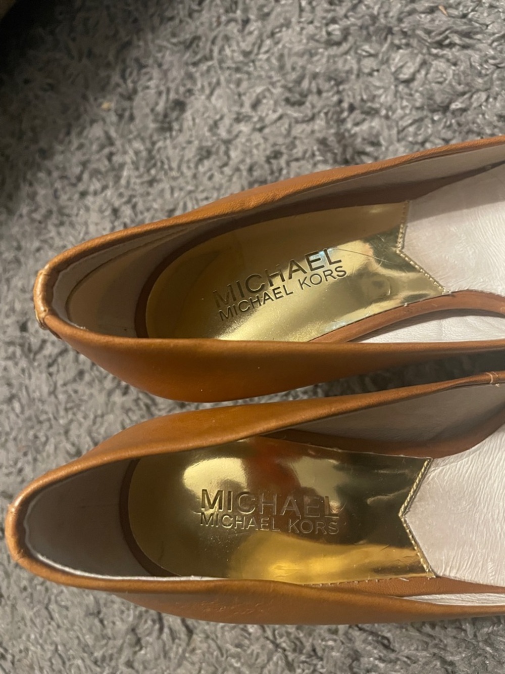 Michael Kors Cognac Leather Round-Toe Pumps - Picture 9 of 9